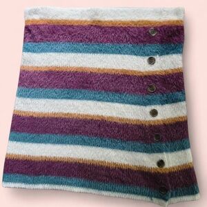 Free People Ciara Fig Jam Striped Mini Sweater Skirt Small